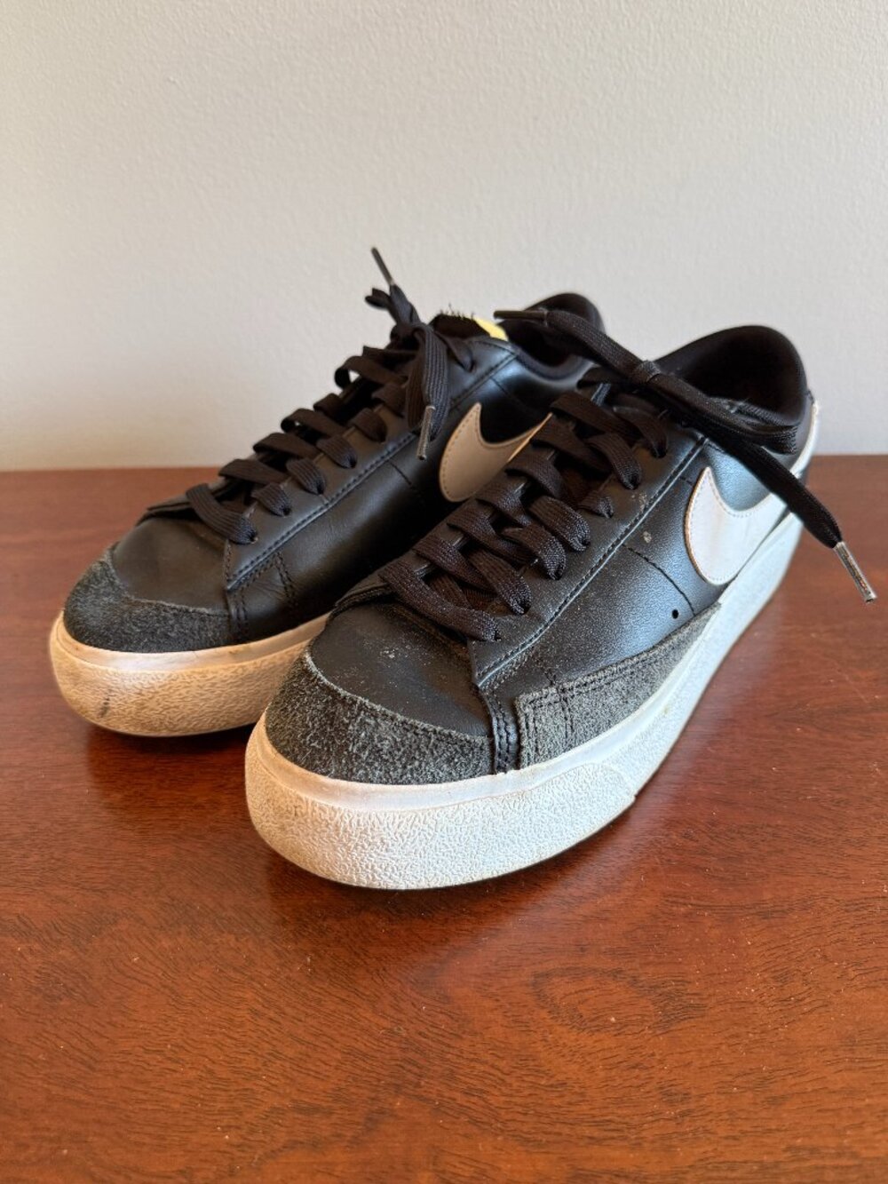 Nike Blazer Low Platform Sneakers Black White Women's Size 9